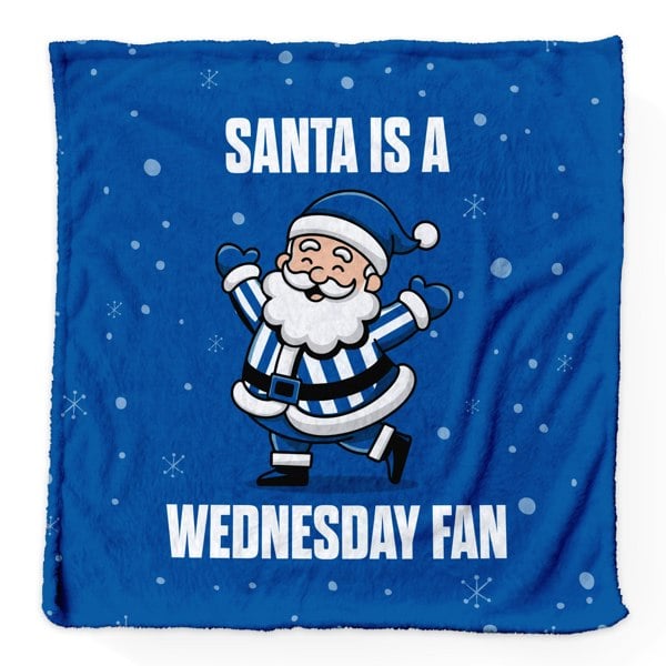 BritishmadeGifts Santa is a Wednesday Football Fan - Luxury Fleece Blanket 150cm X 150cm
