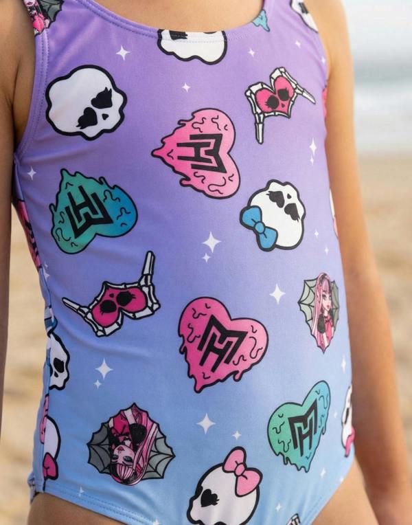 Vanilla Underground Monster High Girls Purple Gradient Sticker 1 Piece Swimming Costume