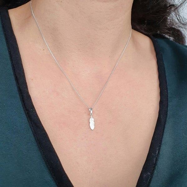 Small Feather Charm Sterling Silver Necklace