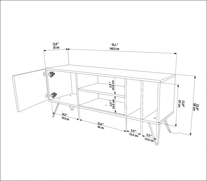 Decorotika Mistico Modern Tv Stand TV Cabinet for TV's up to 55"