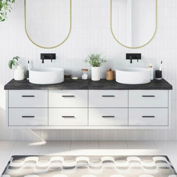 Berkfield Bathroom Countertop Dark Grey 200x50x6 cm Treated Solid Wood