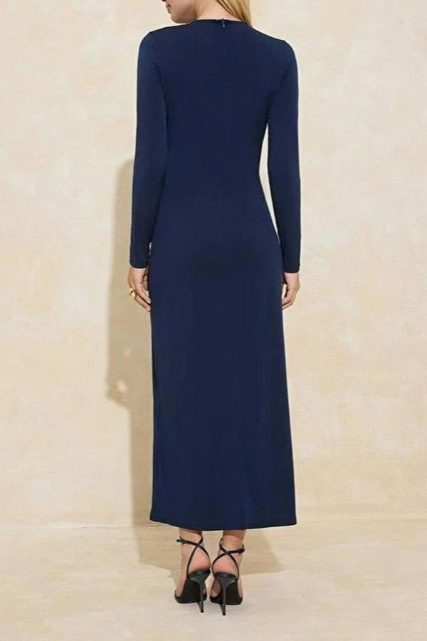 WOVCOR Fabric Knit Dress with Metal Accessory Details