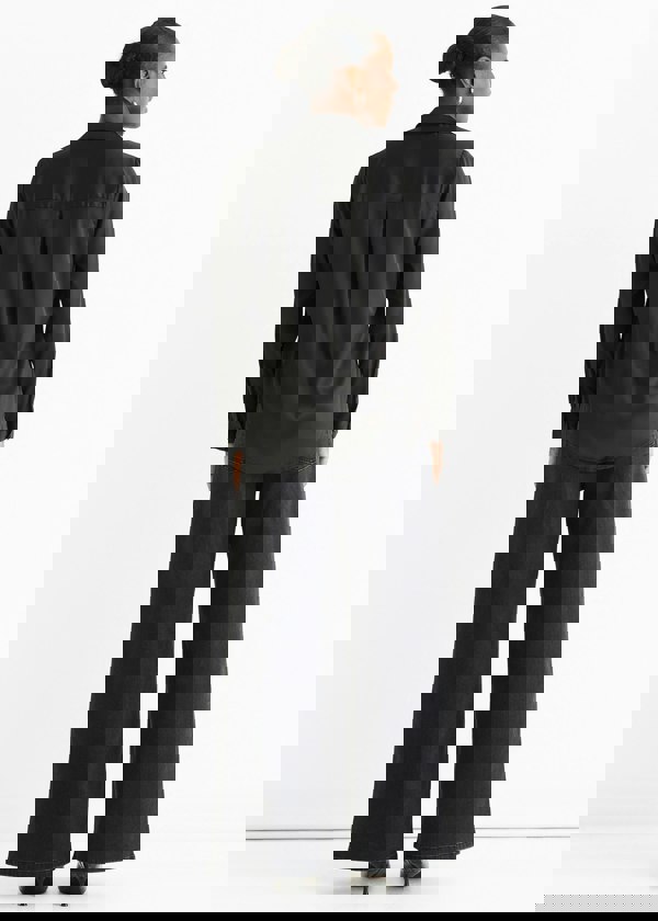 Gini London Black Satin Loose Fit Button Through Shirt