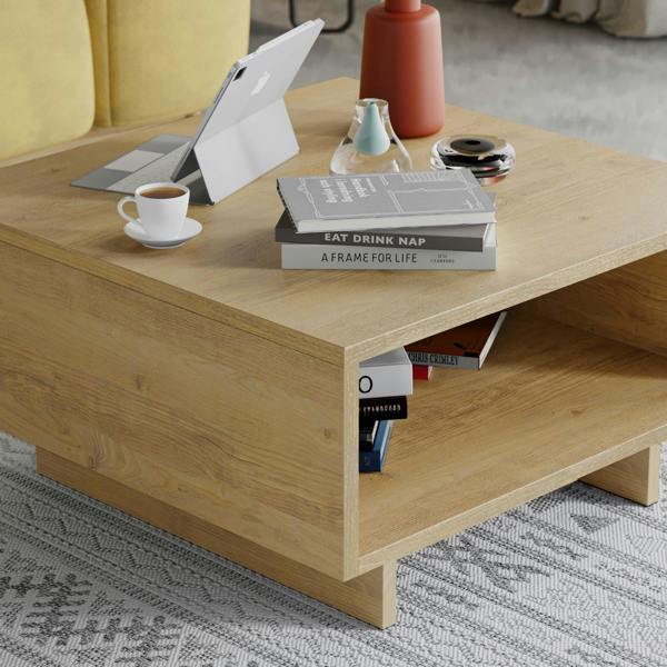 Decortie Hola Modern Coffee Table Multipurpose Storage Compartment 60x60x32 cm