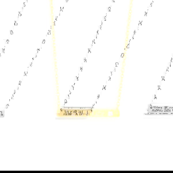 Say It With Stone Bar Pendant Necklace - Yellow Gold Plated