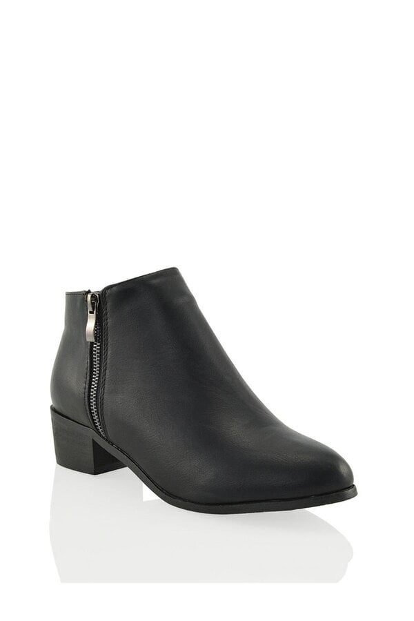 XY LONDON Low Heel Zip Up Western Ankle Boots