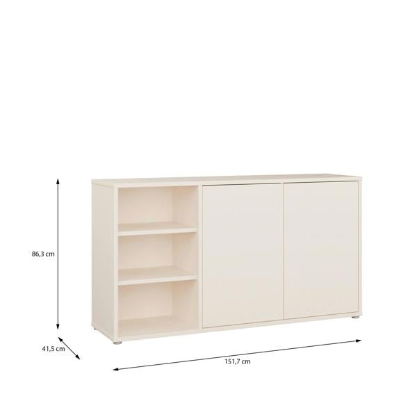 Furniture To Go Alice Springs Sideboard with Open Shelving & Push-to-Open Doors in Sand