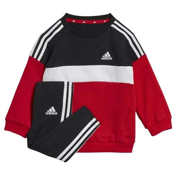 Adidas Childrens/Kids Tiberio 3-Stripe Colourblock Top & Bottom Set - Black/White/Red