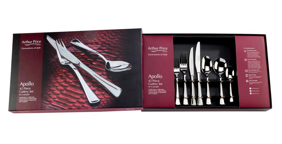Arthur Price 'Apollo' Stainless Steel 42 Piece 6 Person Gift Boxed Cutlery Set