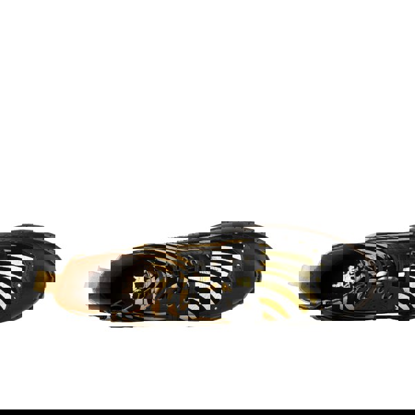 Embassy London Hatter - Black & Gold Stripes - Women's Leather Ankle Lace-up Boot with gold foil zebra stripes