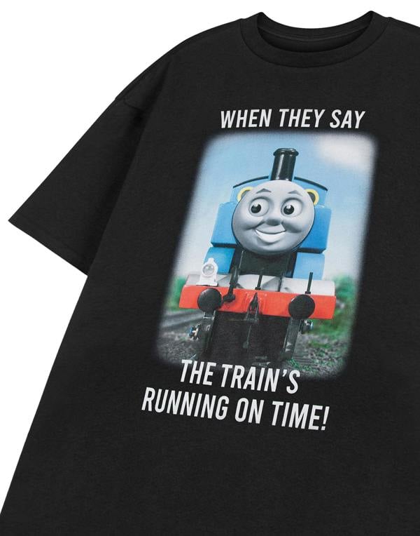 Thomas and Friends Mens Black Meme Train Short Sleeved T-Shirt