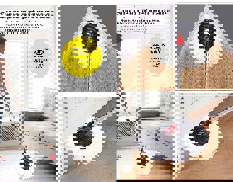 Cleanflo Spin Bucket Set Wet Dry Stainless Steel 360Â° Rotating 2 Floor Mop Head