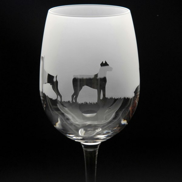 Glyptic Glass Art Dobermann Dog Crystal Wine Glass - Hand Etched/Engraved Gift