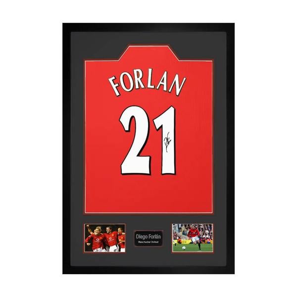 Diego Forlan Signed Manchester United Shirt Premium Frame