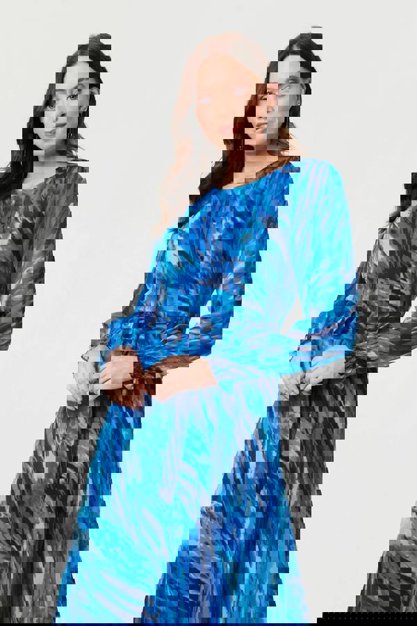 Blue | Abstract Semi Sheer Layered Maxi Dress