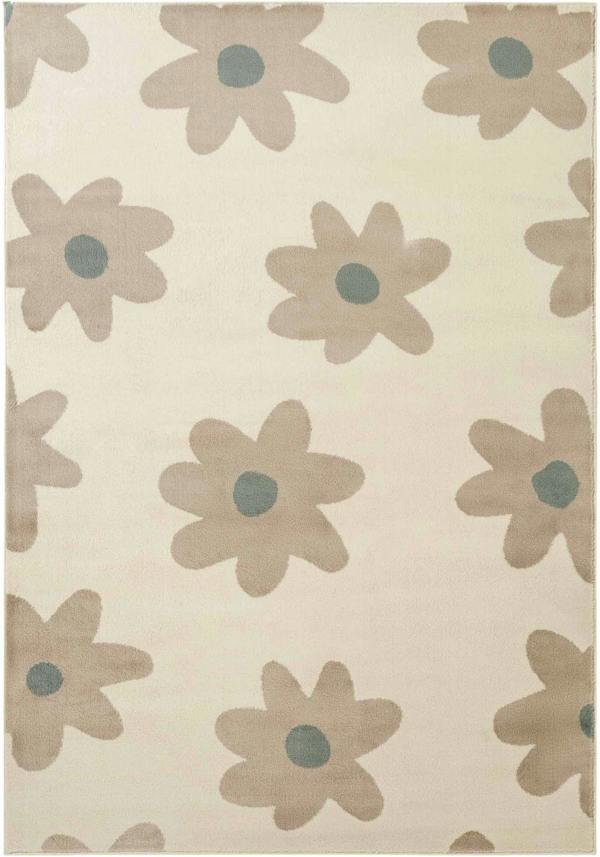 Beige rug with brown floral patterns