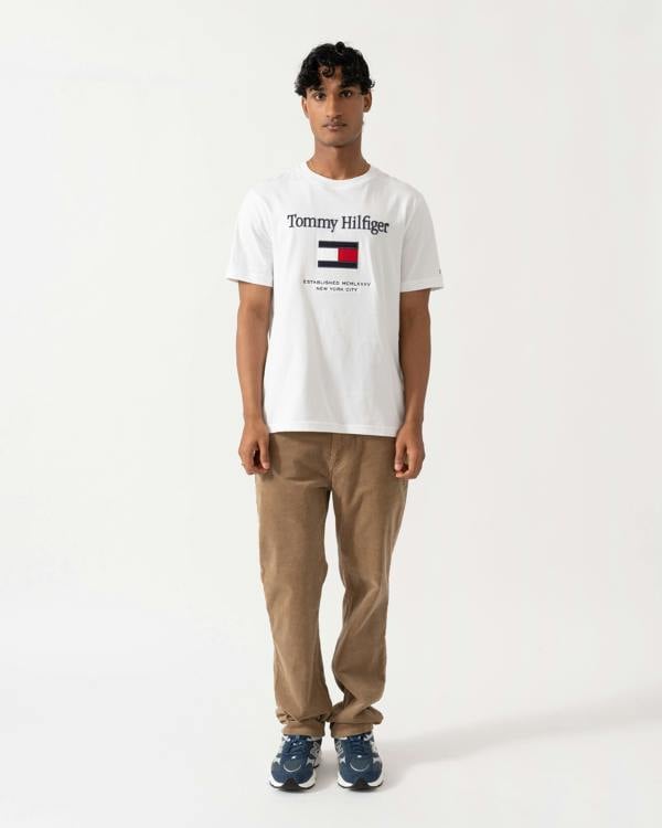 Tommy Hilfiger Embroidery Hilfiger Flag T-Shirt - White
