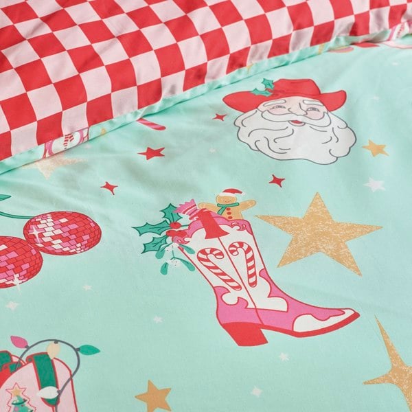 Catherine Lansfield Santa's Howdy Christmas Reversible Duvet Cover Set Green