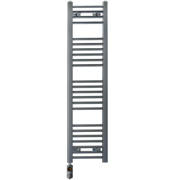 MYHOMEWARE 400 x 1200 mm Anthracite Grey Electric Bathroom Towel Rail Radiator Heater With AF Thermostatic Electric Element Pre-Filled