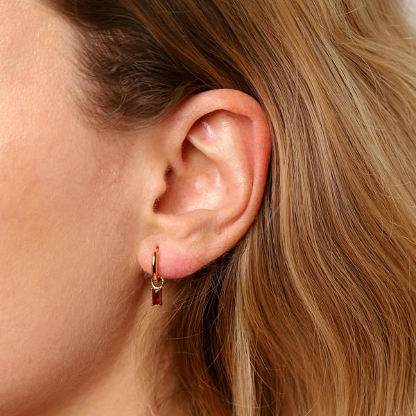 Gold Trip January Huggie Hoop Birthstone Charm Earrings