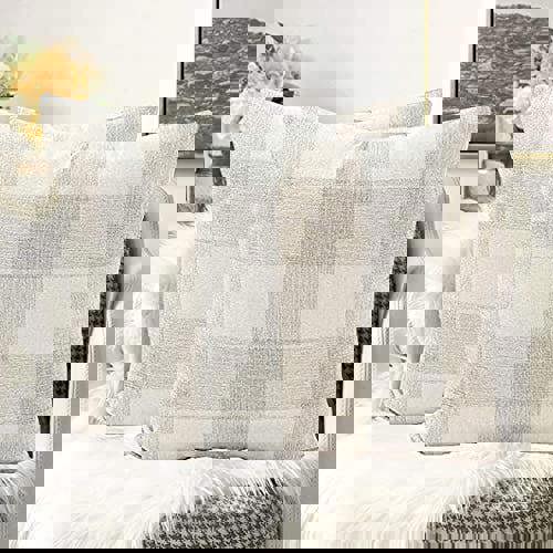 KAV checked cushions fluffy pillow cases 2 pack 18 inch cushion pillows covers 45x45 cushion covers
