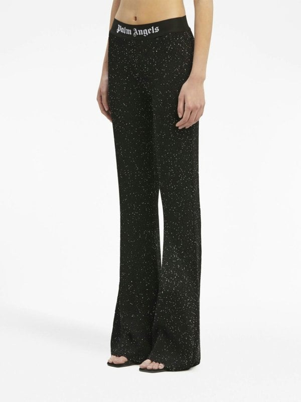 Palm Angels Knitted Logo Pants Black - Supplied FashionPALM ANGELS