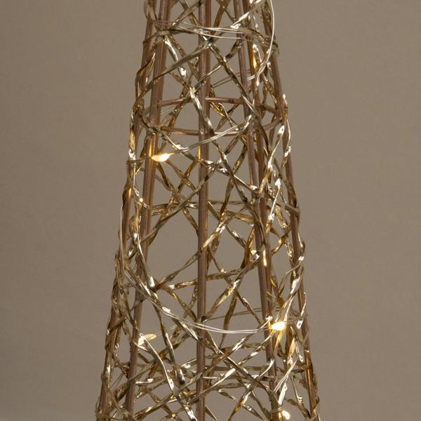 Samuel Alexander Set of 3 Gold Light Up Gold Christmas Cones Decorations with 120 Warm White LEDs
