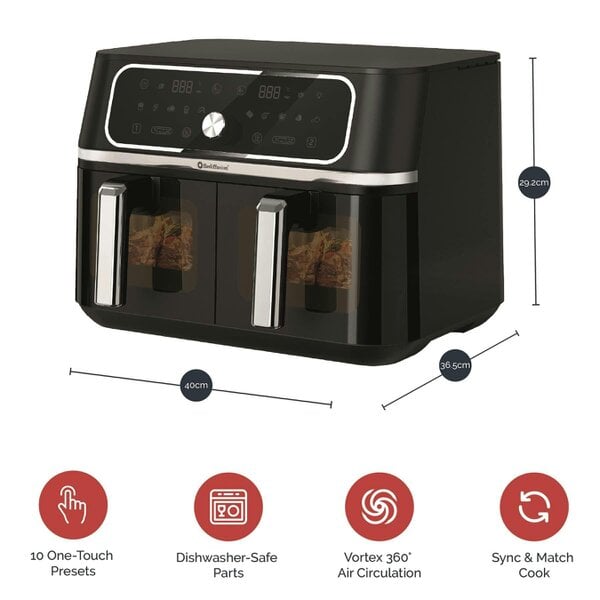 Rediffusion ClearCook 9L Dual Zone Air Fryer with Viewing Window