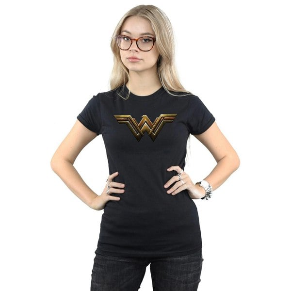 Wonder Woman Womens Logo Cotton T-Shirt - Black