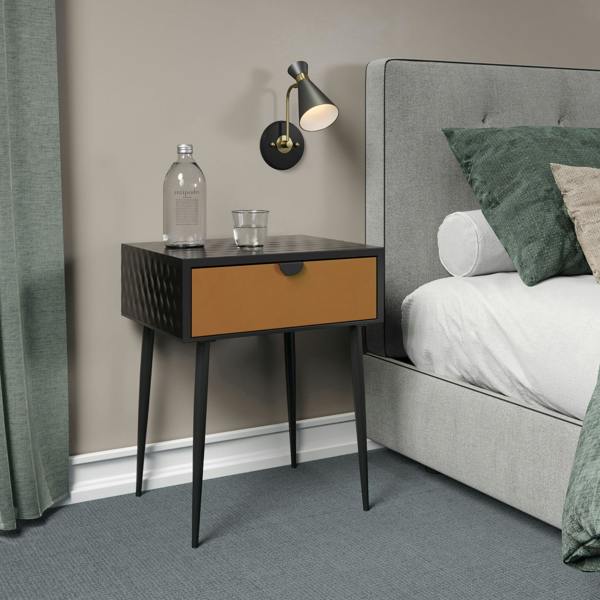 Core Products Jupiter Metal 1-Drawer Bedside Cabinet