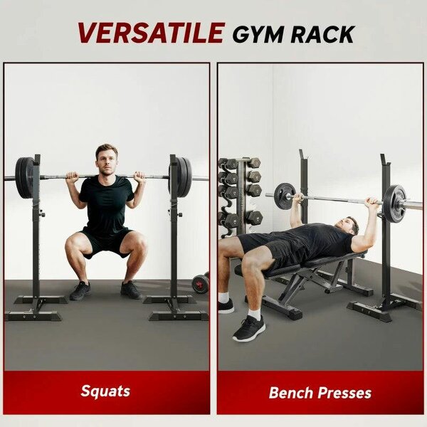Adjustable Squat Rack, Weight Strength Training Bench Press Rack Weight Bench Supporter for Home Gym Exercise, Max Load 150kg, 124-154cm