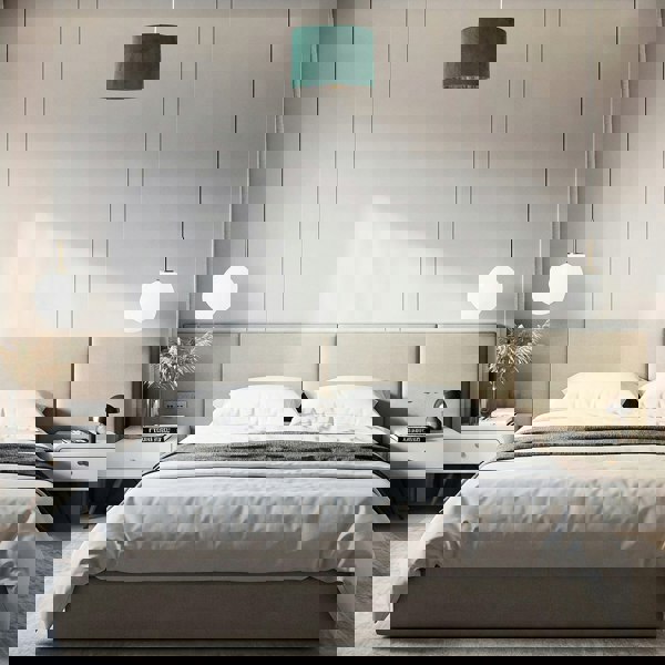 Forest Green Velvet Lamp Shade with Colourful Peacock Feather Inner Image 6