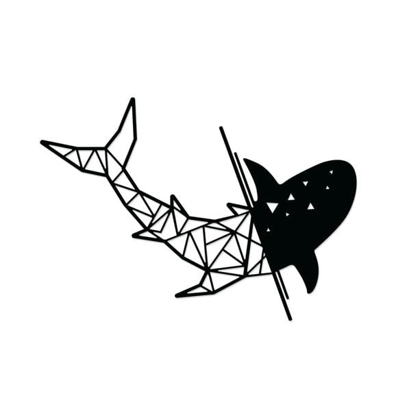Decortie Modern Metal Wall Art Shark Theme Home Ornament Decorative Minimalist Design Hanging Wall Sculpture, Black
