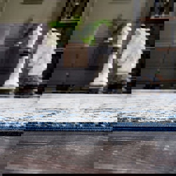 Montana Vintage Navy Rugs Bordered Medallion Stain-resistant | THE RUGS