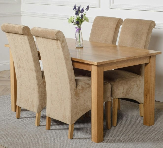That's Furniture Oslo 150 x 90cm Medium Oak Dining Set with Montana Fabric Chairs