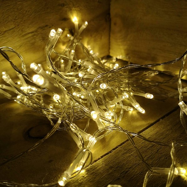 Samuel Alexander 100 LED 10m Premier Christmas Outdoor Multi Function Battery Lights with Timer & Clear Cable in Warm White