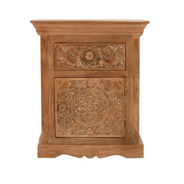 IH Design Viva Mango Wood Bedside Table With Storage
