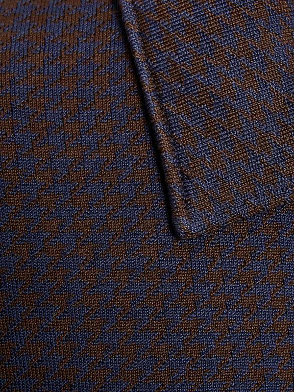 Serran London Houndstooth Knitted Jacket - Navy & Brown