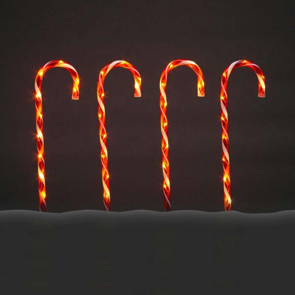 72cm Candy Cane Stake Lights Set of 4 in Red and White, Red White and Green or Multicolour image 5