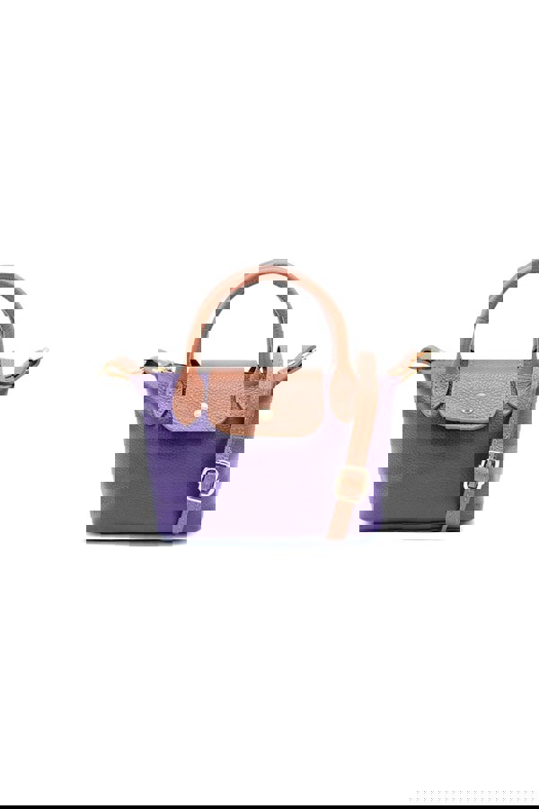 Kitise Compact Two-Tone Handbag with Top Handles and Strap