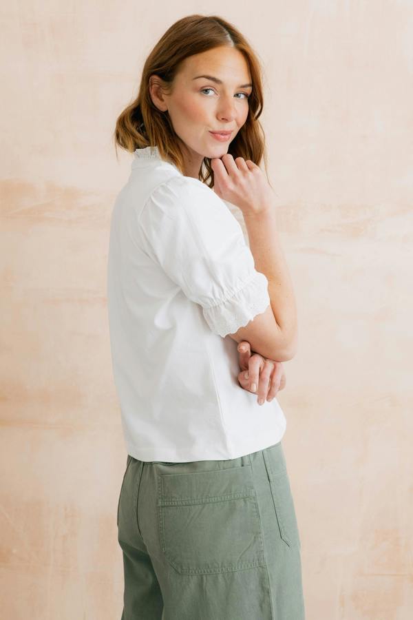 Lily & Me April Embroidered Trim Blouse White