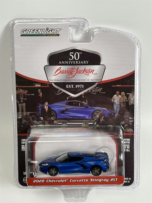 Greenlight 2020 Chevrolet Corvette Stingray 2LT Blue Barrett Jackson 1:64 37290E