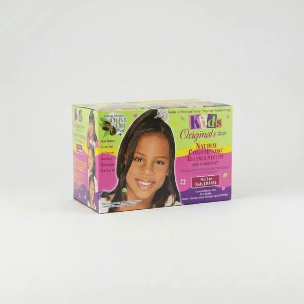 Box of Kids Originals Natural Conditioning Relaxer System with a smiling girl on the packaging.