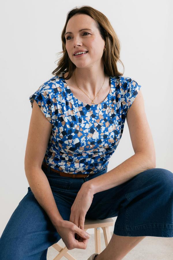 Lily & Me Sway Organic Cotton Jersey T-Shirt Water Violet Cobalt