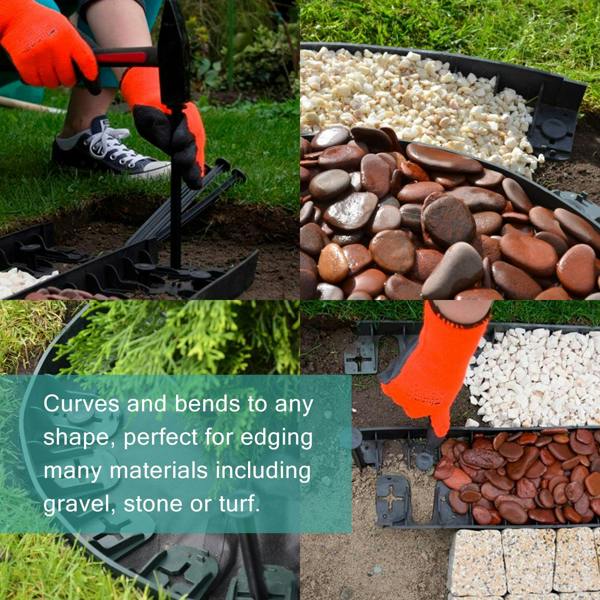 Flexible Lawn and Garden Edging with Ground Spikes Easy Install