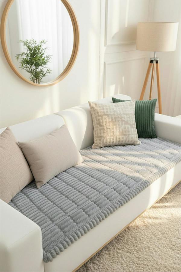 Living and Home Soft Decorative Non-slip Sofa Protector with Textured Design