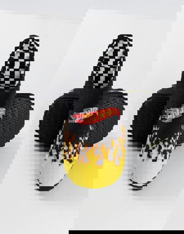 Hot Wheels Mens Black Character Mule Slippers