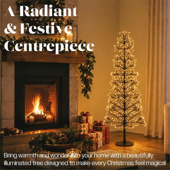 Scotts of Stow Xmas Haus Pre Lit Firework Tree with Warm Light LEDs with Timer
