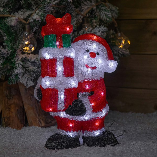 Samuel Alexander 41cm Light up Acrylic Christmas Santa with 3 Gifts and 40 White LEDs