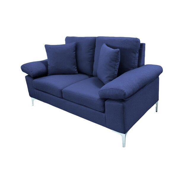 Kosy Koala Modern Two Seater Sofa Blue Fabric with Chrome Feet for Living Room, Bedroom Furniture